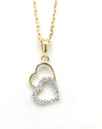 Linked Hearts Diamond Pendant In 18k Yellow Gold.