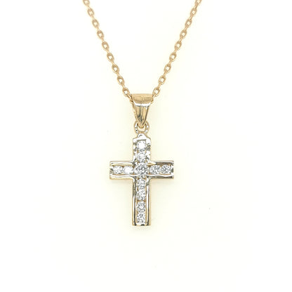 This Is A Classic 18ct Yellow Gold And Diamond Cross Pendant, Embellished With 0.30 Carats Of Channel Set Round Cut Diamonds Affixed To A Highly Polished Bale. This Pendant Comes Without A Chain, So You Can Customize It With A Chain Of Your Choice. 
