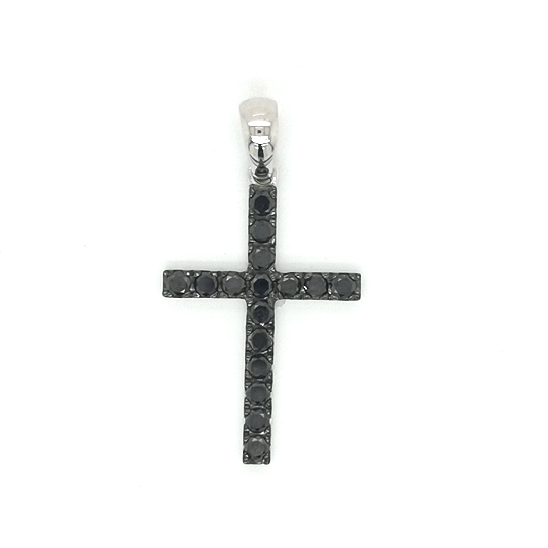 Wear The Symbol Of Faith Everywhere You Go With This Stunning Diamond Cross Pendant. Its 18kt White Gold Setting Is Encrusted With 0.70 Carats Black Diamonds. It Comes Without A Chain So You Can Customize It With The Chain Of Your Choice.