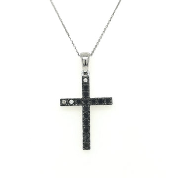Wear The Symbol Of Faith Everywhere You Go With This Stunning Diamond Cross Pendant. Its 18kt White Gold Setting Is Encrusted With 0.70 Carats Black Diamonds. It Comes Without A Chain So You Can Customize It With The Chain Of Your Choice.