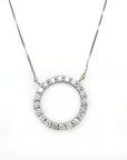 Open Circle Diamond Necklace In 18k White Gold.