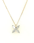 Nature Inspired Floral Design Diamond Pendant Necklace In 18k Yellow Gold.