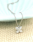 Nature Inspired Floral Design Diamond Pendant Necklace In 18k White Gold.