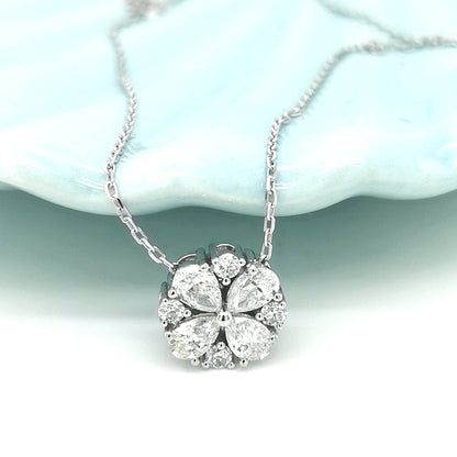 Designer Diamond Pendant Necklace In 18k White Gold.