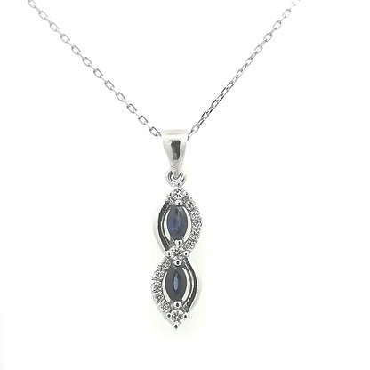 Sapphire And Diamond Pendant In 18k White Gold.