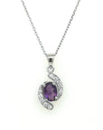 Petite Amethyst And Diamond Pedant In 18k White Gold.